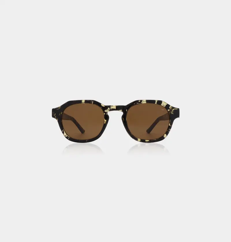 A. Kjaerbede Zan Retro-Futuristic Sunglasses – Black Frame, Yellow Lenses, Transparent Accents 1