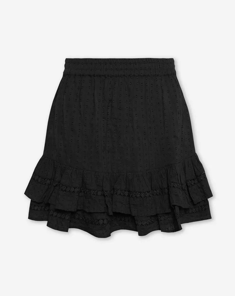 Avery Dobby Ruffle Skirt In Black 1