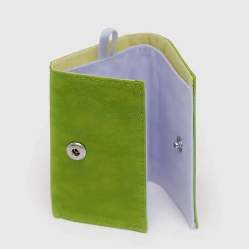 Baggu Snap Wallet – Green Juice Mix Recycled Nylon Compact Organizer 1