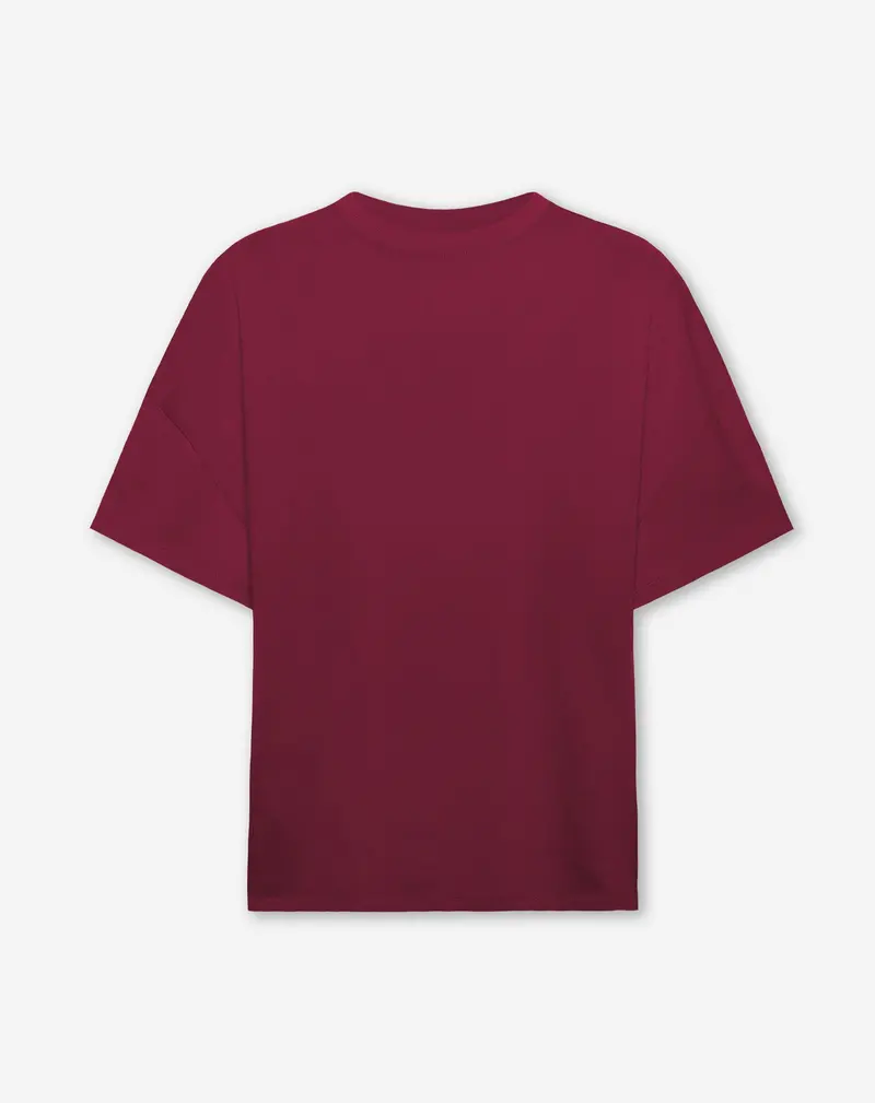 Basic Oversized Cotton Tee In Burgundy 1