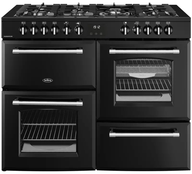 Belling Farmhouse 110Cm Dual Fuel Range Cooker – Black Finish 1