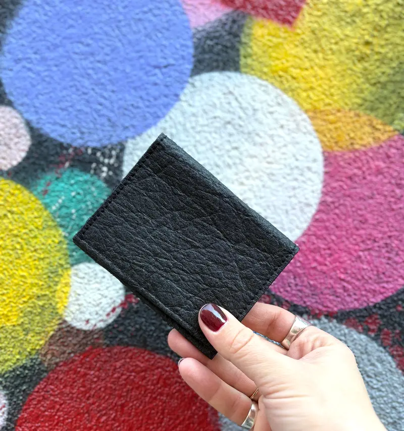 Black Pinatex Foldover Wallet For Everyday Use 1