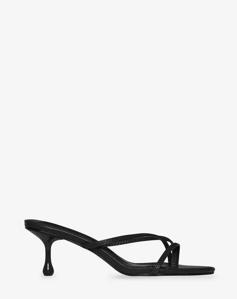 Black Strappy Kitten Heel Shoes 1