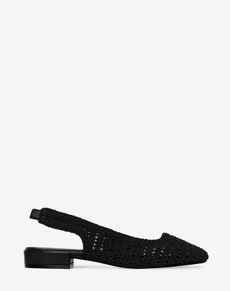 Black Sunny Slingback Flat Shoes 1