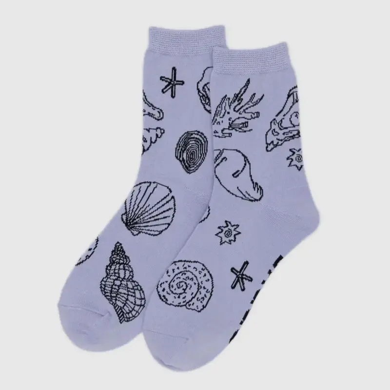 Blue Shells Crew Socks – Baggu Cotton Blend Knit 1