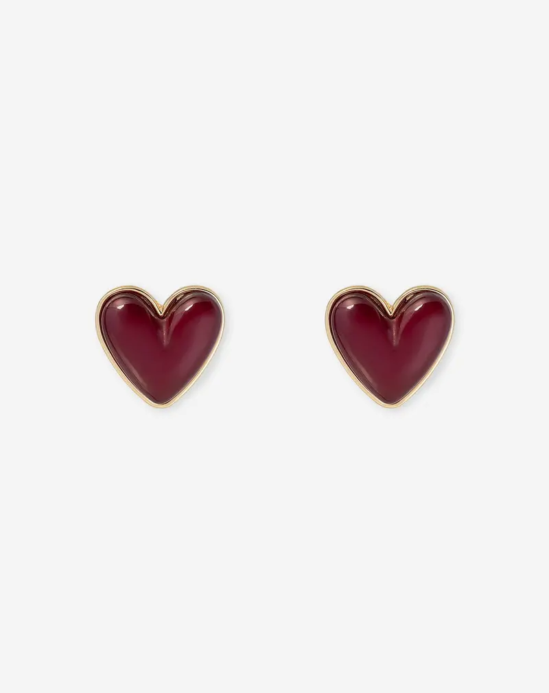 Bold Burgundy Heart Stud Earrings 1