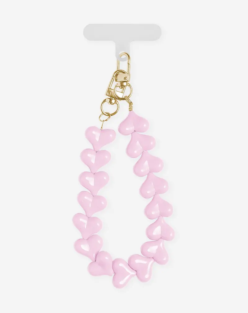 Bold Heart-Shaped Telephone Cord Necklace In Light Pink 1