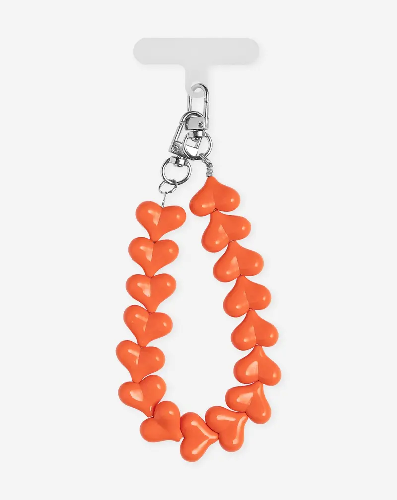 Bold Heart Telephone Cord Necklace In Orange 1