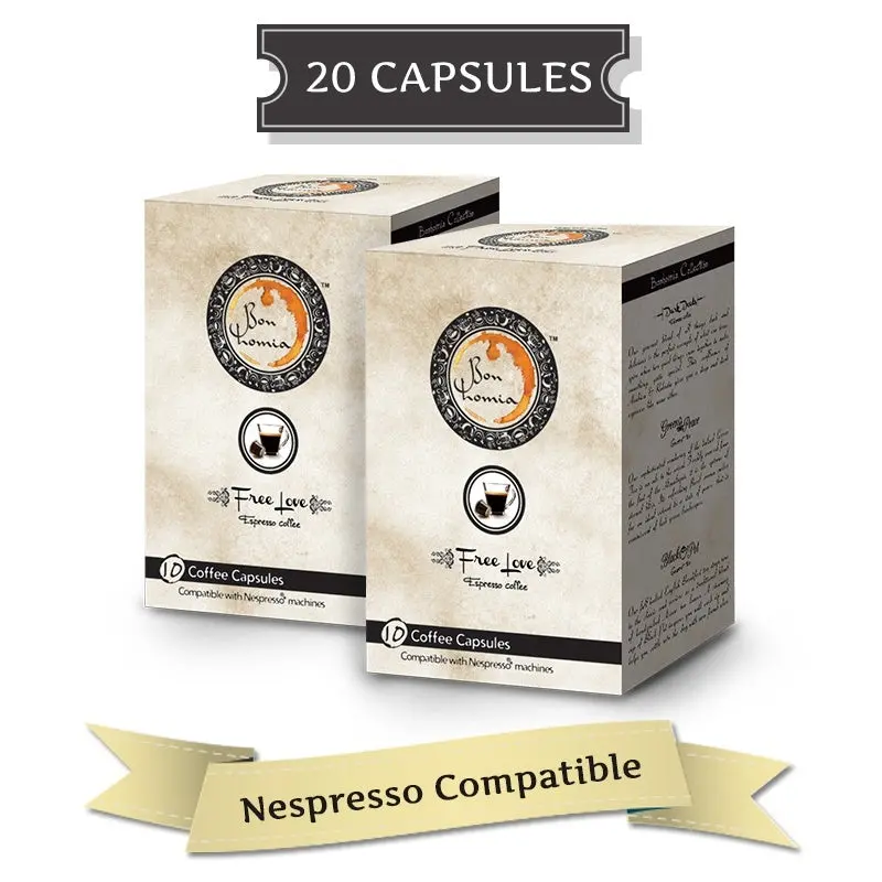 Bonhomia Free Love Nespresso-Compatible Capsules – Mild Flavor Profile (20 Count) 1