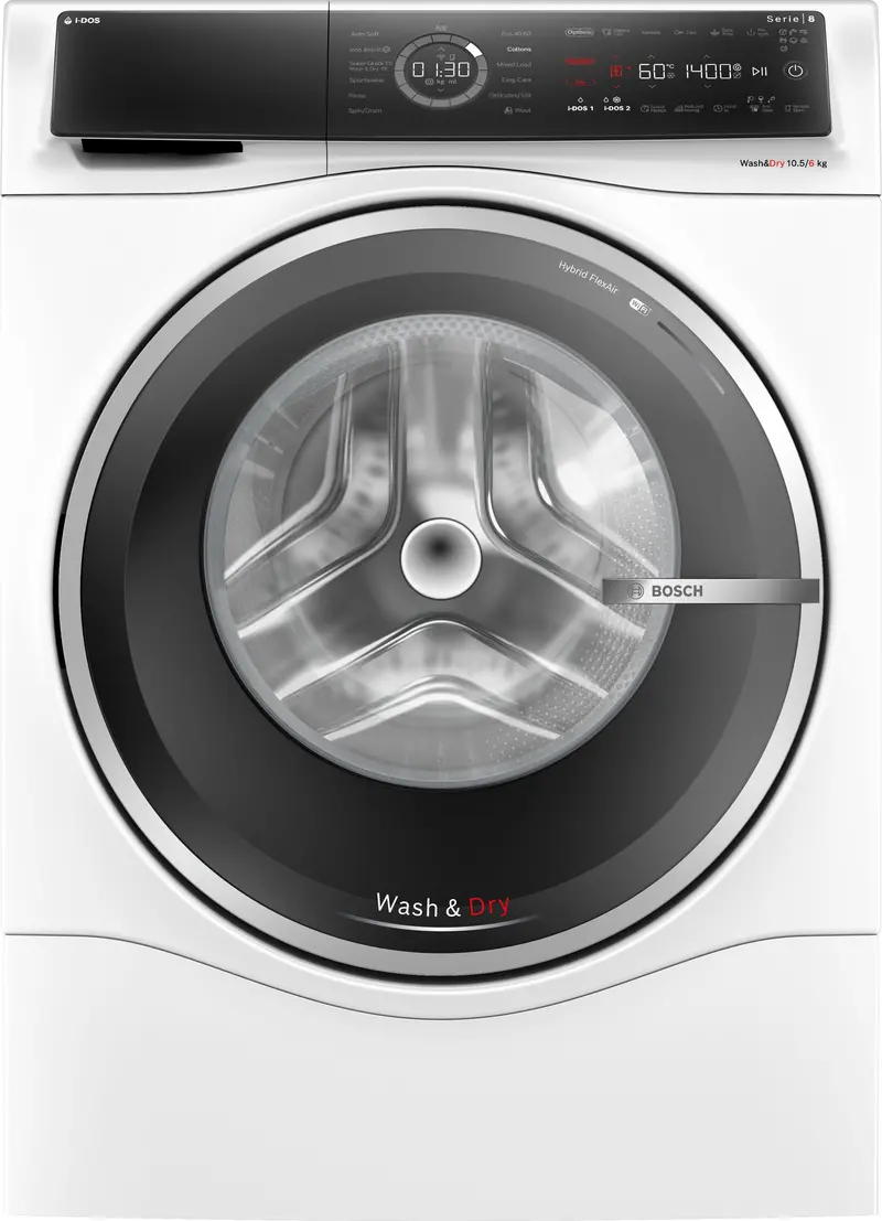 Bosch Series 8 Wnc25410Gb I-Dos Washer-Dryer – 10.5 Kg Wash / 6 Kg Dry, 1400 Rpm, White, Energy Class D 1