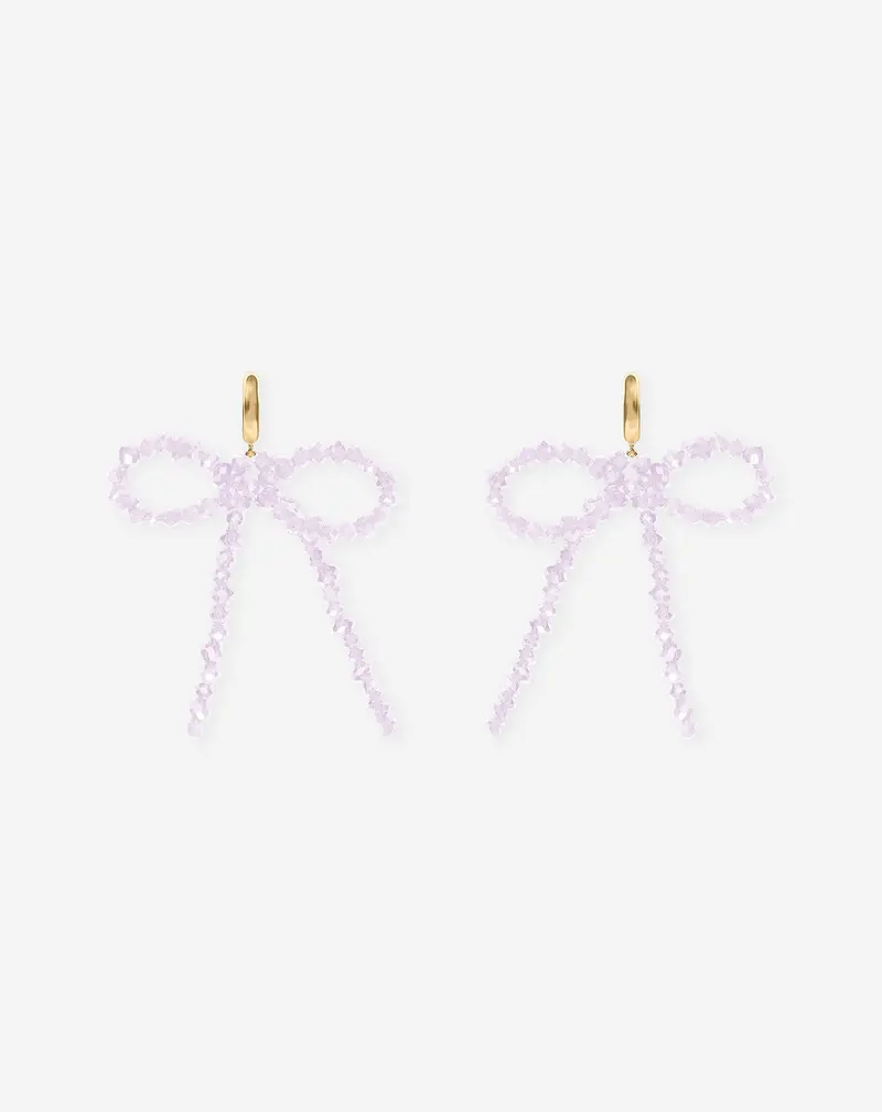 Bow-Shaped Beaded Earrings In Light Pink 1