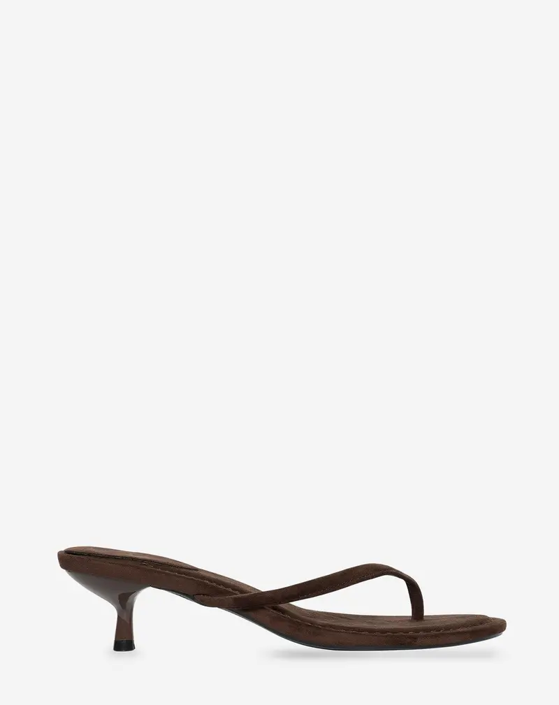 Brown Kitten Heel Flip-Flops 1