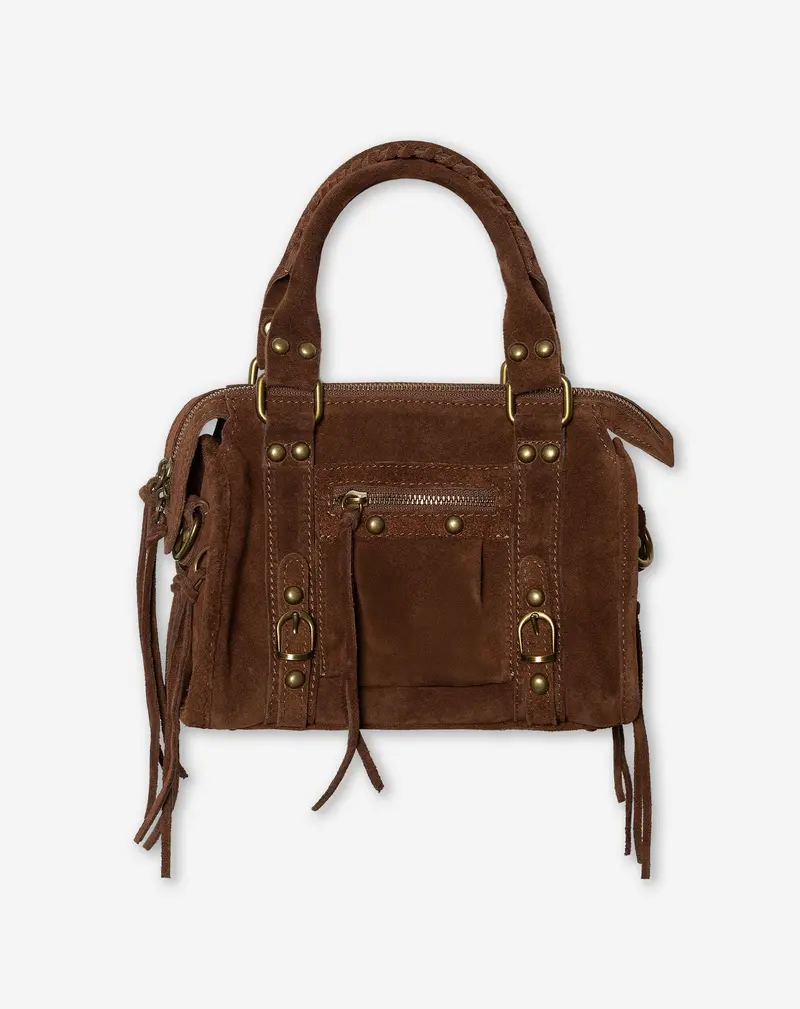 Brown Suede Bobbi Tote Bag 1