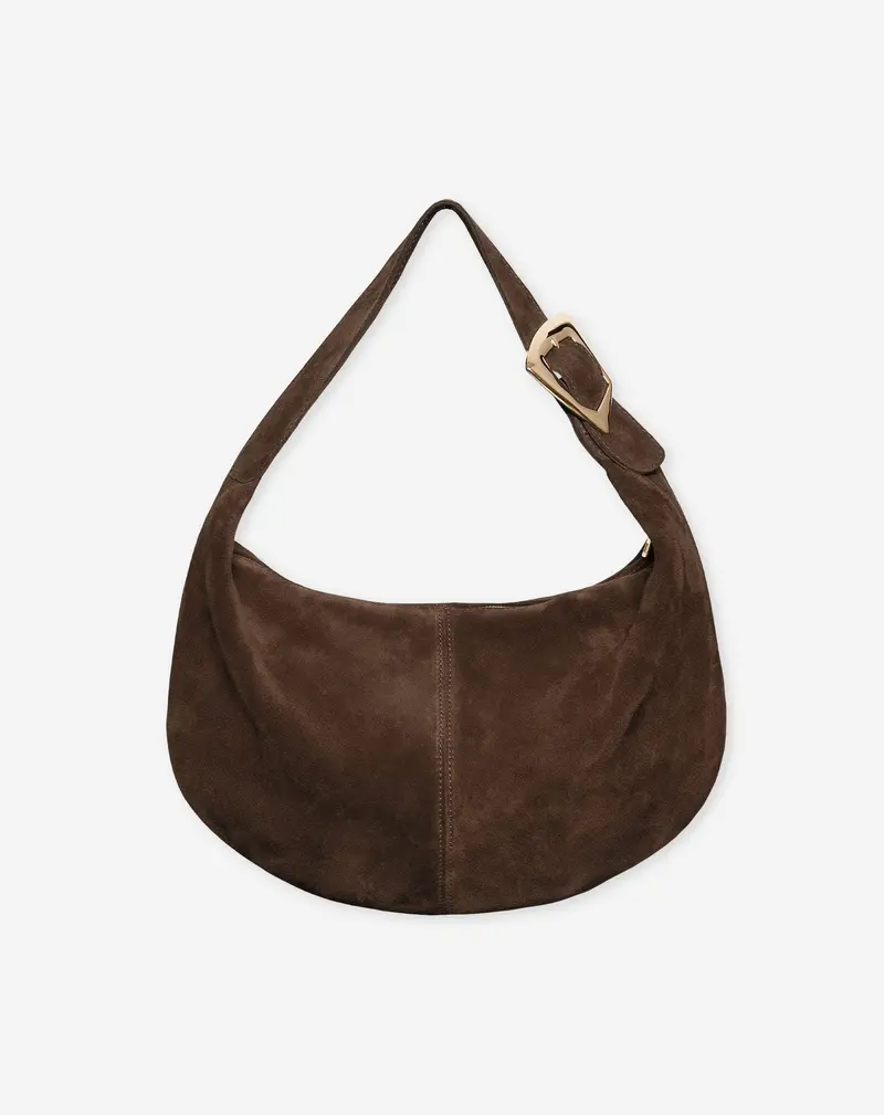 Bruin Suede Shoulder Bag Featuring Adjustable Buckle Strap 1