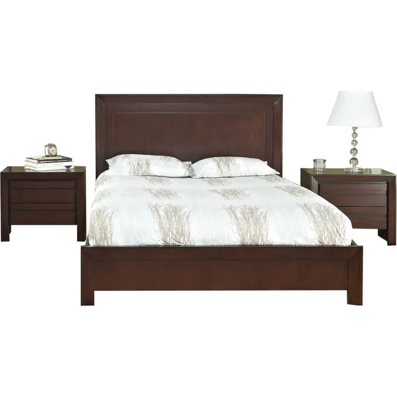 Chaumont Upholstered Teak Wood Bed – Elevated Headrest For Enhanced Comfort 1