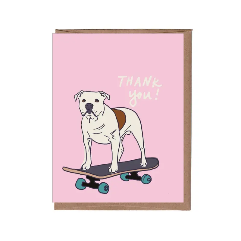 Dog On Skateboard Thank You Card – Eco-Friendly Print By La Familia Green 1
