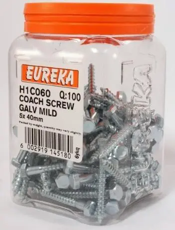 Eureka Galvanized Coach Screw – Mild Steel Heavy-Duty Fastener 1