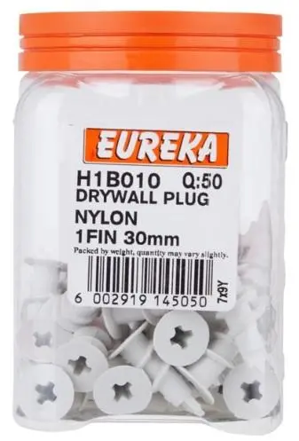 Eureka Nylon Drywall Plugs – 1Fin Profile 1