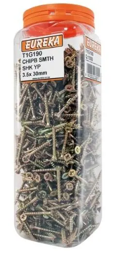 Eureka Smooth-Shank Chipboard Screws – Yellow Passivated 1