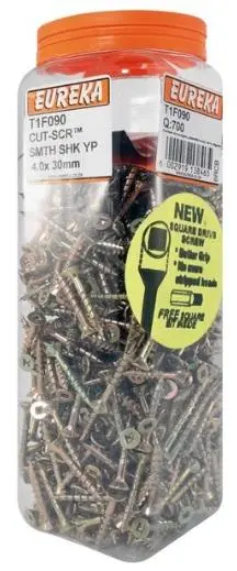 Eureka Smooth-Shank Cut Screws – Yellow Passivated Finish 1