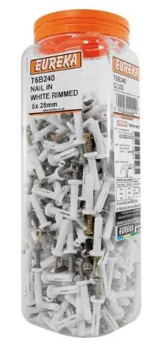 Eureka White-Rimmed Nail-In Anchors For Visible Installations 1
