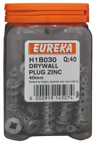 Eureka Zinc-Finished Drywall Anchors – 1Fin Type 1
