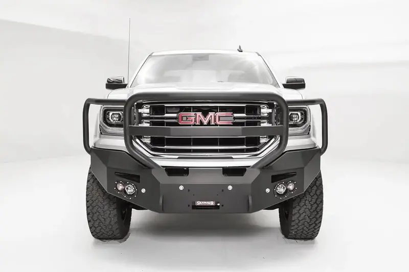 Fab Fours Gs16-F3950-B Winch-Ready Front Bumper – Uncoated, Paintable, Full Guard W/Sensor Cutouts 1