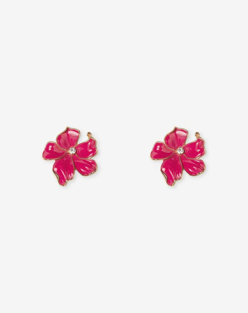Fleur Fuchsia Colored Beaded Drop Earrings 1
