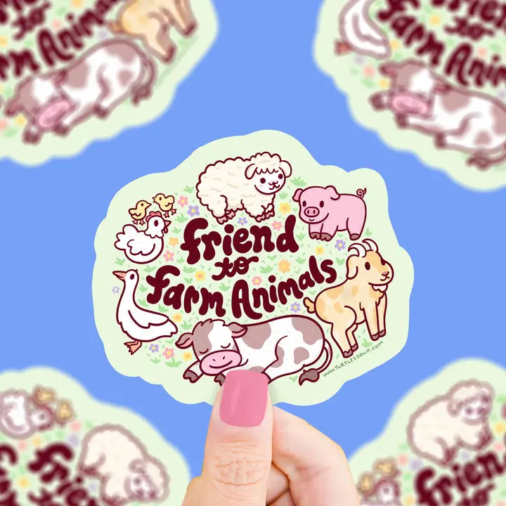 ‘Friend To Farm Animals’ Vinyl Sticker – Illustrated Design By Turtle’S Soup 1