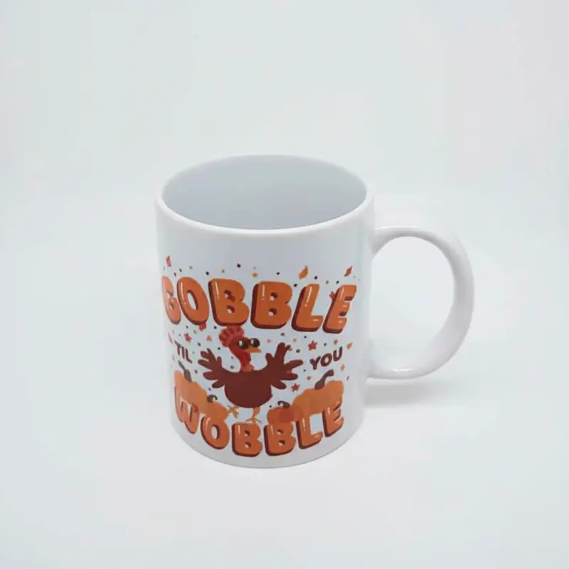 'Gobble Wobble' Thanksgiving Ceramic Mug – 11-Ounce Holiday-Themed Drinkware 1