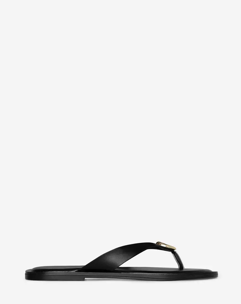 Golden-Detail Slip-On Slippers In Black 1