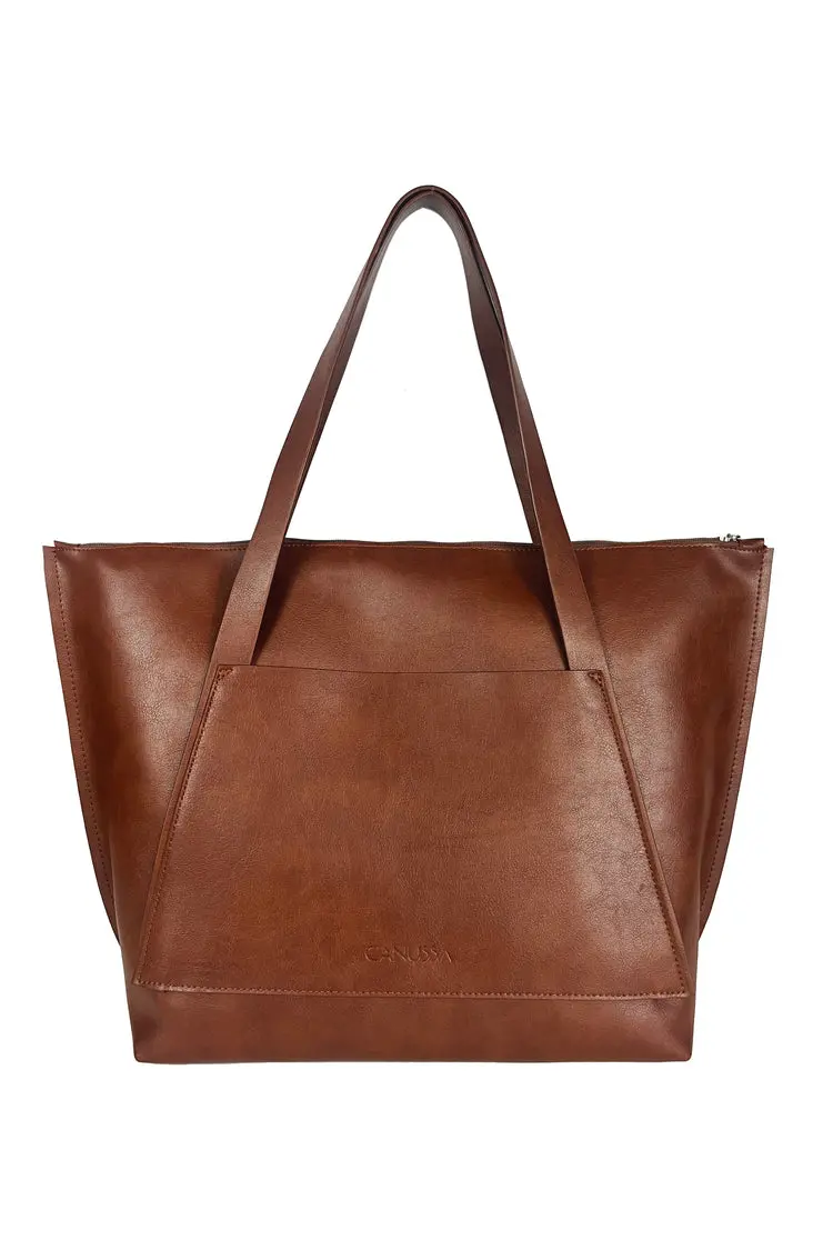 Hazelnut City Shopper Tote – Canussa Structured Carryall 1