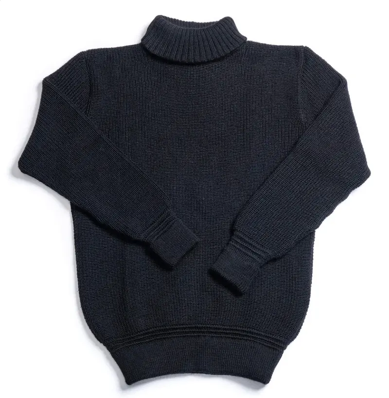 Heimat U-Boat Roll Neck Sweater – Pure Black Merino 1