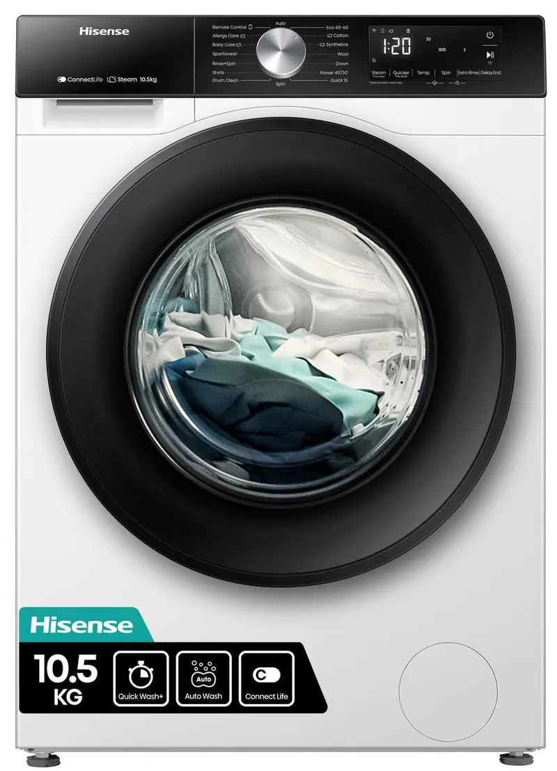 Hisense Wf3S1043Bw3 10.5Kg Front-Load Washer – 1400 Rpm Spin, Energy Class A, White 1