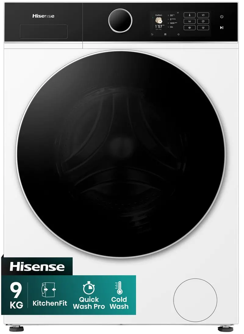 Hisense Wf5I9043Bwfs 9Kg White Washing Machine – 1400 Rpm Spin – Energy A Rated 1