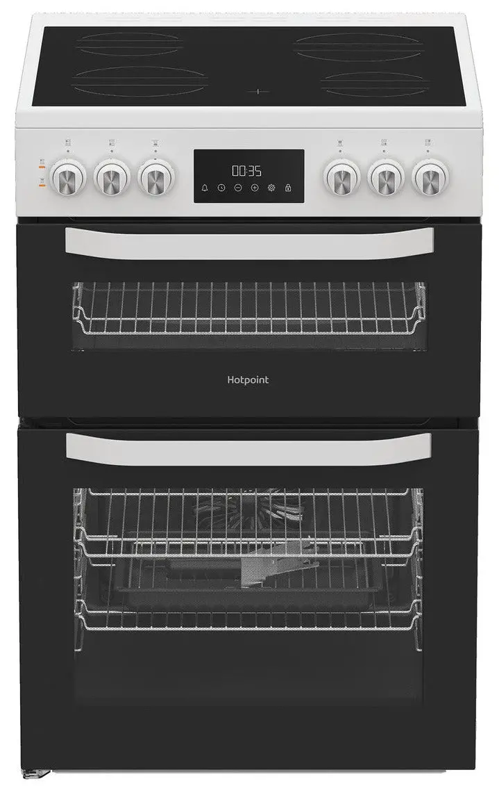 Hotpoint Hte6Vdcw 60Cm White Electric Cooker Featuring Ceramic Hob 1