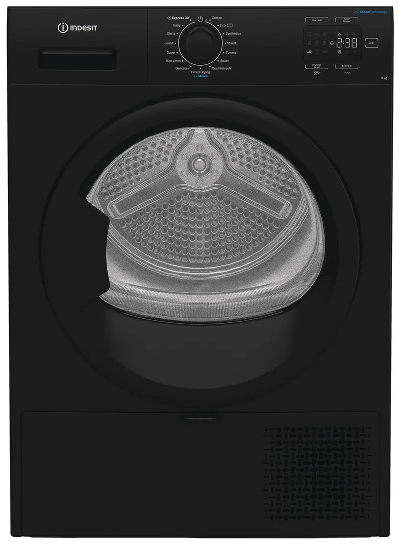 Indesit Cyd92Dbbuk 9Kg Steam Heat Pump Dryer – Black – Energy Class A+ 1