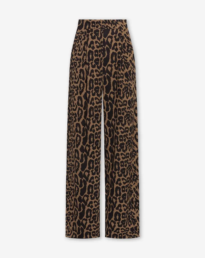 Julie Petite Leopard-Print Wide-Leg Pantalon 1