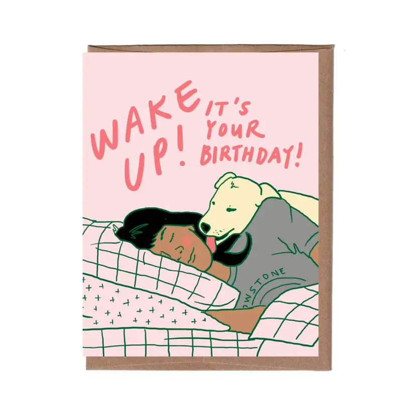 La Familia Green 'Wake Up Dog' Whimsical Birthday Card 1