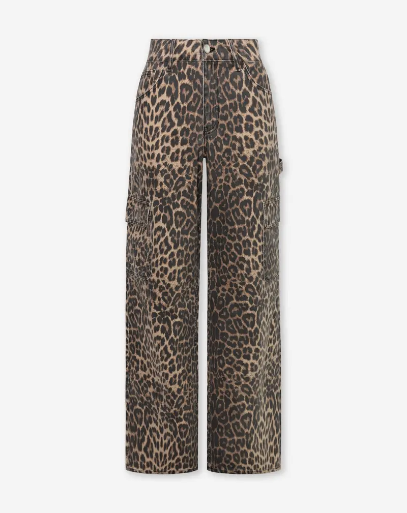 Leopard-Print Cargo Jeans In Zwart 1