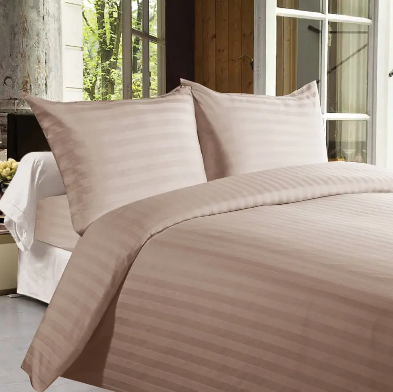 Light Brown Striped Bed Sheet Set – 350 Thread Count 1