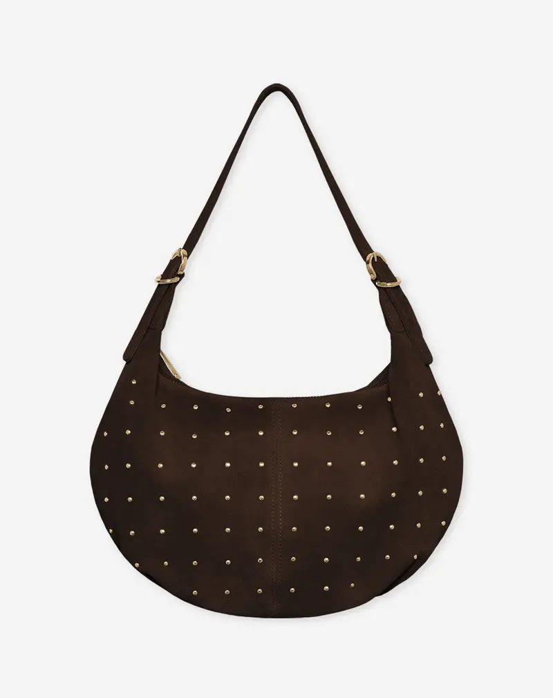 Merle Stud-Detail Suede Bag In Brown 1