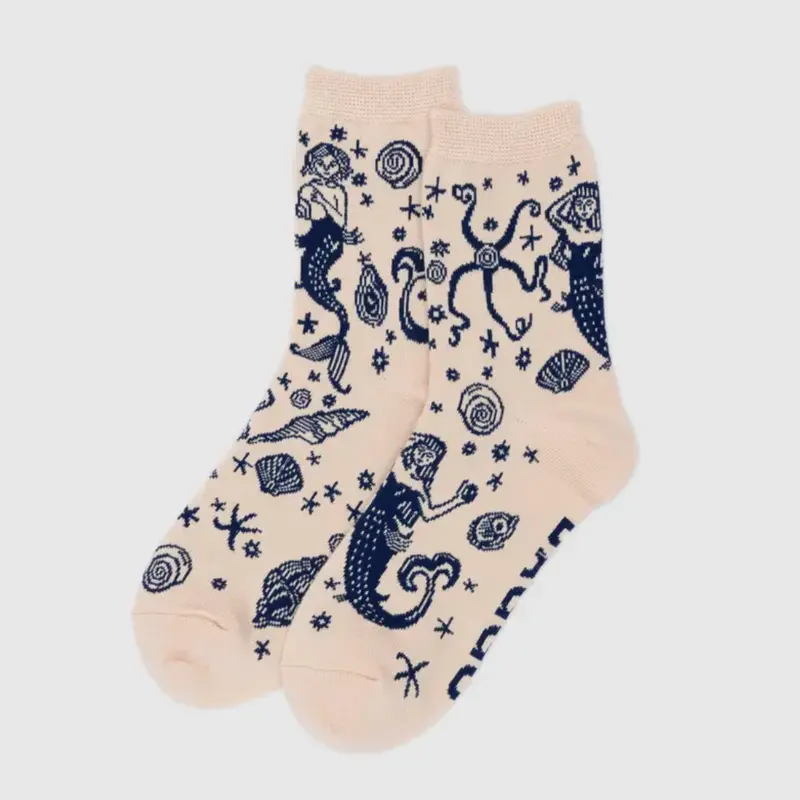 Mermaid-Inspired Crew Socks – Baggu Artistic Knit Pair 1
