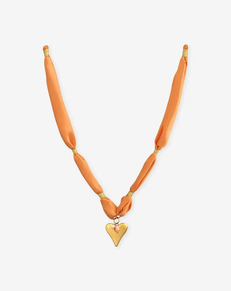 Orange Satin Cord Necklace 1