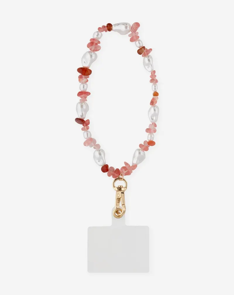Pink Telephone Cord Necklace With Summer Beads – Playful Boho Accent 1
