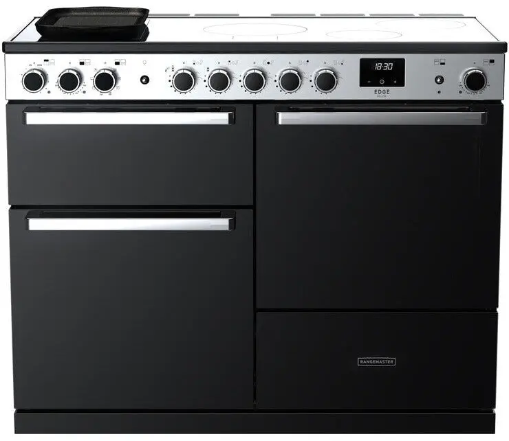 Rangemaster Edge Deluxe Oc Eddlo110Eigblk/Cm1 110Cm Black Glass Induction Range Cooker With Chrome Highlights 1