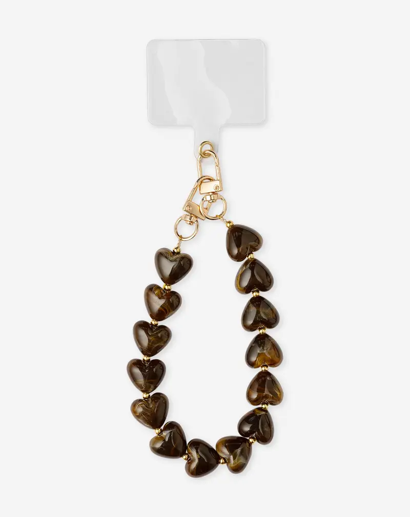 Resin Heart Decorative Telephone Cord In Dark Brown 1
