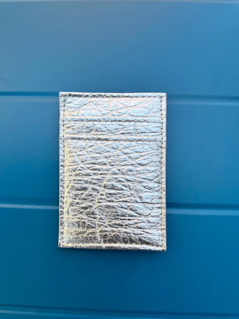 Slim Vertical Wallet Crafted From Sustainable Silver Pinatex 1