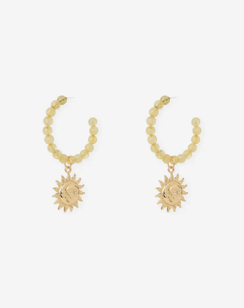 Sun Beads Hoop Earrings In Butter Yellow 1
