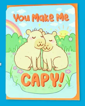 Turtle’S Soup You Make Me Capy Greeting Card – Playful Animal-Themed Design 1
